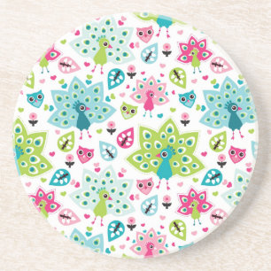 vreugdevogel en uil zandsteen onderzetter