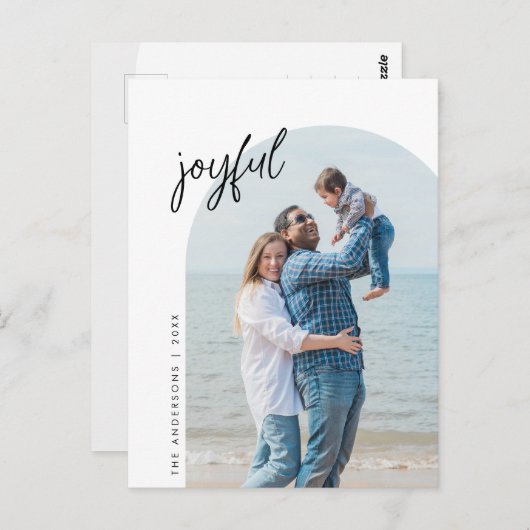 Vreugdevol, Familiefoto, Boog Lijst, Groet Briefkaart (Voorkant / Achterkant)