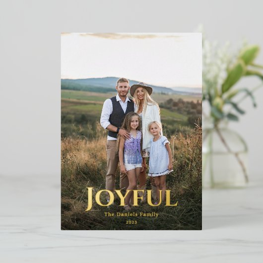 Vreugdevol in goud folie feestdagenkaart (Staand Voorkant)