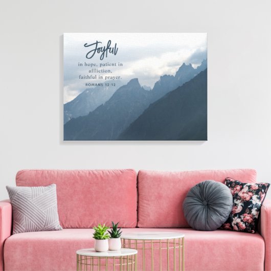 Vreugdevol in hoop Christelijk Inspirerend Canvas Afdruk (Insitu (Woonkamer))