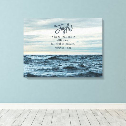 Vreugdevol in hoop Christelijke Inspirerend oceaan Canvas Afdruk (Insitu (Houten vloer))