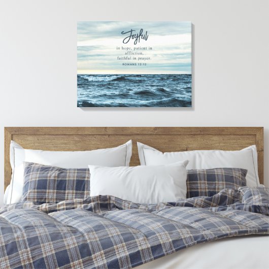 Vreugdevol in hoop Christelijke Inspirerend oceaan Canvas Afdruk (Insitu (Slaapkamer))