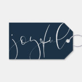 Vreugdevol modern script marine kerst cadeaulabel (Voorkant (Horizontaal))