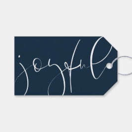 Vreugdevol modern script marine kerst cadeaulabel