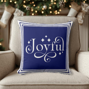 vreugdevol script blauw Sierkussen