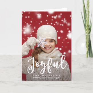 Vreugdevol script Modern Christmas | Vakantie foto Feestdagen Kaart