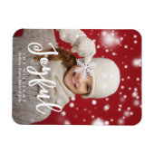 Vreugdevol script Modern Christmas | Vakantie foto Magneet (Horizontaal)