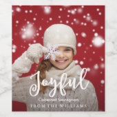 Vreugdevol script Modern Christmas | Vakantie foto Wijn Etiket (Enkel label)