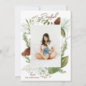 Vreugdevol. Waterverf Kerstmis bos groen Feestdagenkaart (Voorkant)