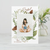 Vreugdevol. Waterverf Kerstmis bos groen Feestdagenkaart (Staand voorkant)