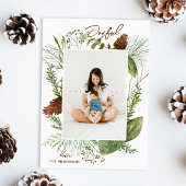 Vreugdevol. Waterverf Kerstmis bos groen Feestdagenkaart