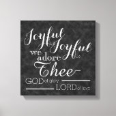 Vreugdevol zijn we dol op het Christelijke krijtbo Canvas Afdruk (Voorkant)