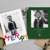 Vreugdevolle belettering glanzend zilveren foto folie feestdagenkaart