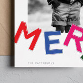 Vreugdevolle belettering glanzend zilveren foto folie feestdagenkaart