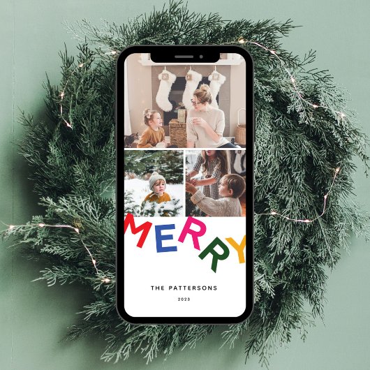 Vreugdevolle belettering vakantie fotokaart feestdagenkaart