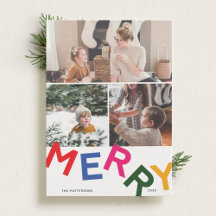 Vreugdevolle belettering vakantie fotokaart