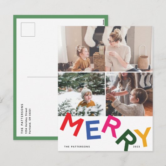 Vreugdevolle belettering vakantie fotokaart feestdagenkaart (Voorkant / Achterkant)