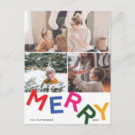 Vreugdevolle belettering vakantie fotokaart feestdagenkaart