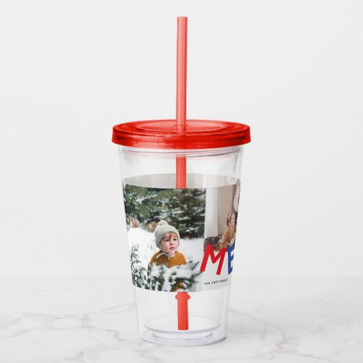 Vreugdevolle belettering vakantiefoto collage acryl drinkbeker (Voorkant)