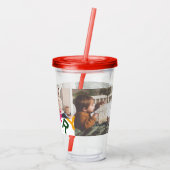 Vreugdevolle belettering vakantiefoto collage acryl drinkbeker (Achterkant)
