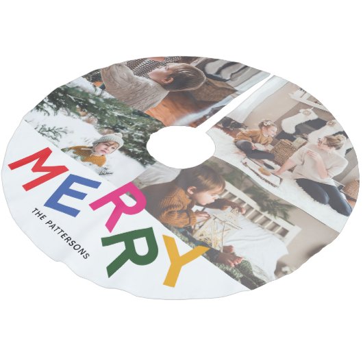 Vreugdevolle belettering vakantiefoto collage kerstboom rok (Gekanteld)