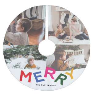 Vreugdevolle belettering vakantiefoto collage kerstboom rok