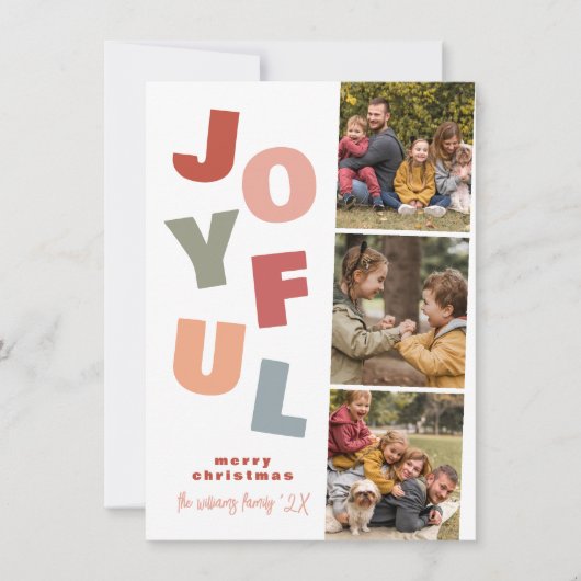 Vreugdevolle Boho Bold Multi 3 Fotocabine Kerst Feestdagenkaart (Voorkant)