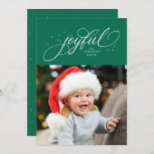 Vreugdevolle één foto groene sterren Kerstmis Feestdagenkaart (Voorkant / Achterkant)