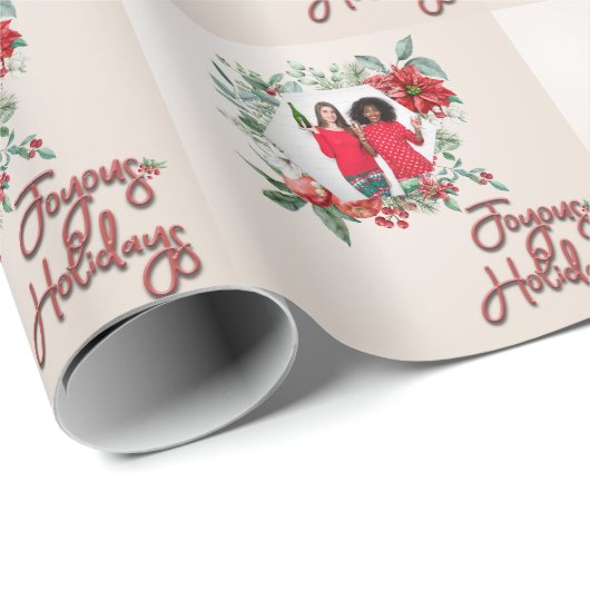 Vreugdevolle Feestdagen aangepaste foto patroon Cadeaupapier (Rol Hoek)