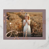 Vreugdevolle handgetekende script geometrische sne folie feestdagenkaart (Voorkant)