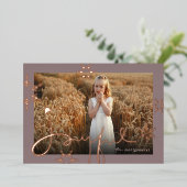 Vreugdevolle handgetekende script geometrische sne folie feestdagenkaart (Staand Voorkant)