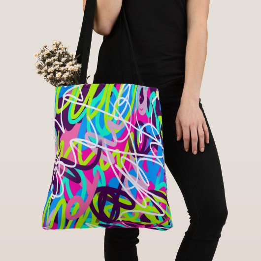 Vreugdevolle kleuren Modern Abstract Tote Bag (Dichtbij)