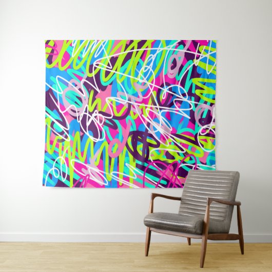 Vreugdevolle kleuren Modern Abstract Wandkleed (In Situ (horizontaal))