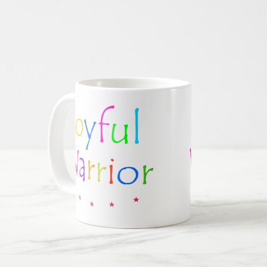 vreugdevolle krijger koffiemok (Voorkant links)