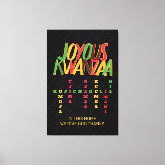 Vreugdevolle KWANZAA principes kruiswoord Canvas Afdruk (Voorkant)