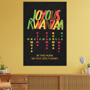 Vreugdevolle KWANZAA principes kruiswoord Canvas Afdruk