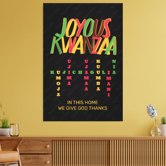 Vreugdevolle KWANZAA principes kruiswoord Canvas Afdruk (Insitu (Woonkamer))