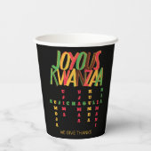 Vreugdevolle KWANZAA principes kruiswoord Papieren Bekers (Achterkant)