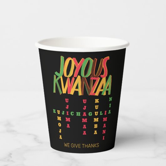 Vreugdevolle KWANZAA principes kruiswoord Papieren Bekers (Voorkant)
