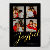 Vreugdevolle Moderne Minimalistische Gouden Zwart  Folie Feestdagenkaart (Voorkant)