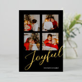 Vreugdevolle Moderne Minimalistische Gouden Zwart  Folie Feestdagenkaart (Staand Voorkant)