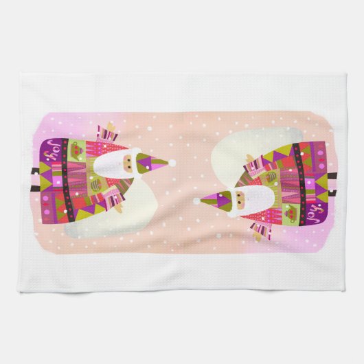 Vreugdevolle Santa Keuken Theedoek (Horizontaal)