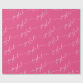 Vreugdevolle scrolltekst in roze kerst cadeaupapier (Vlak)