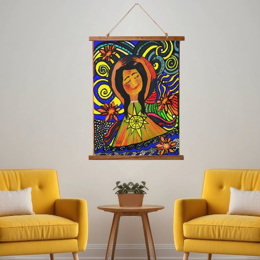 Vreugdevolle sereniteit: een viering van innerlijk hangend wandkleed