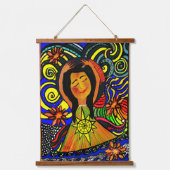 Vreugdevolle sereniteit: een viering van innerlijk hangend wandkleed (Voorkant)