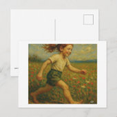 vreugdevolle tocht door het veld van de wilde bloe briefkaart (Voorkant / Achterkant)