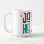 vreugdevolle vakantie | Kleurrijke Bold Trendy Typ Koffiemok (Links)