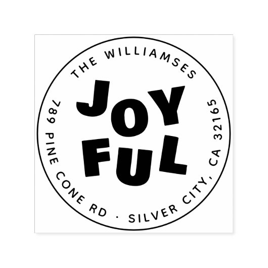 Vreugdevolle Vette Moderne Ronde Kerst Retouradres Zelfinktende Stempel (Design)