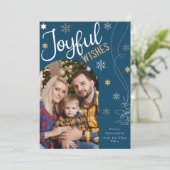 Vreugdevolle wensen Moderne Kerstmis 5 Fotocollage Feestdagenkaart (Staand voorkant)