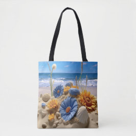 VRIDDELIJKE STRANDSCÈNE MET SCHELPEN TOTE BAG